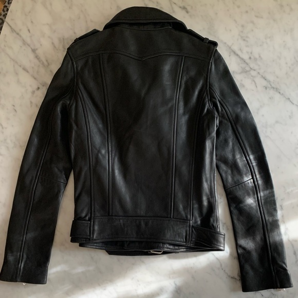 NWT Maje black leather biker jacket size 36 - Picture 6 of 9